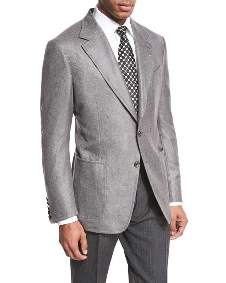 Shelton Base Hopsack Two-button Sport Coat, Gray