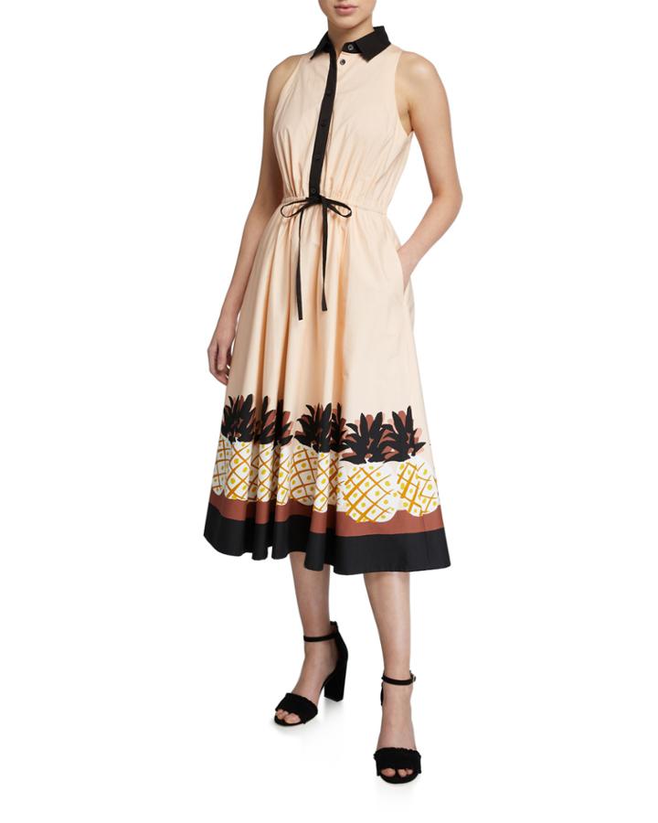 Pineapple-patch Sleeveless Tie-waist