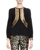Carlyse Lam&eacute;-trim Top, Black