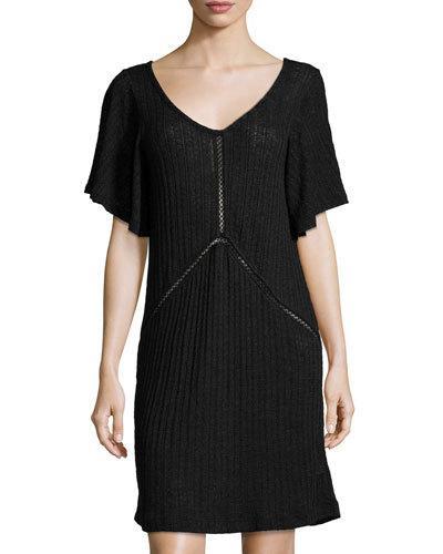 Lux Ribbed Shift Dress, Black