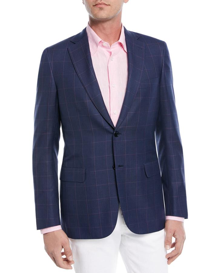 Windowpane Wool-silk Jacket