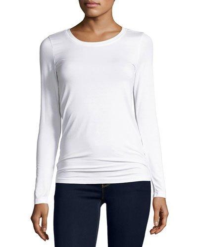 Long-sleeve Crewneck Top, White