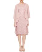 Embroidered Sequin Lace Dress With Capelet
