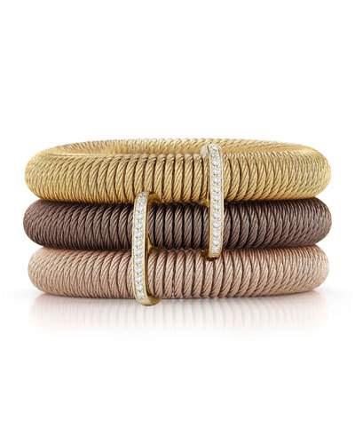 Classique Three-row Spring Coil Cable & Diamond Bracelet,