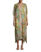 Button-front Semisheer Coverup,