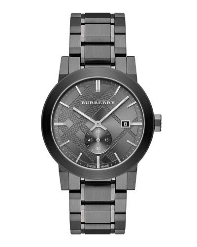 42mm Stainless Steel City Bracelet Watch, Black