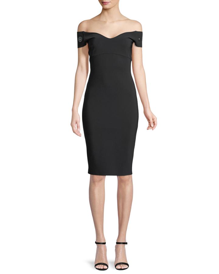 Toffee Off-the-shoulder Grommet-sleeve Dress