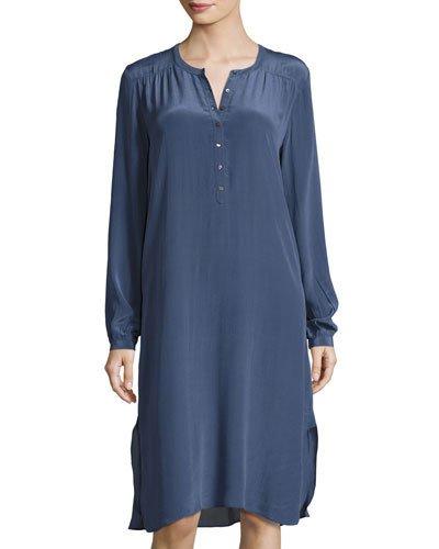 Lita Silk Shirtdress, Dark Blue