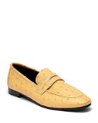 Flaneur Ostrich Slip-on Flat Loafers, Yellow