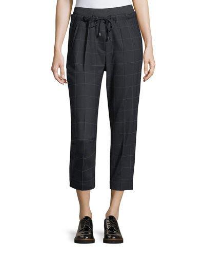 Knit-waist Wool-blend Crop Pants
