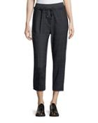 Knit-waist Wool-blend Crop Pants