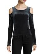 Cold-shoulder Velvet Tee