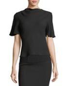 Cowl-neck Drape-back Crepe Blouse