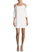 Embellished Straps Cold-shoulder Crepe Day Dress
