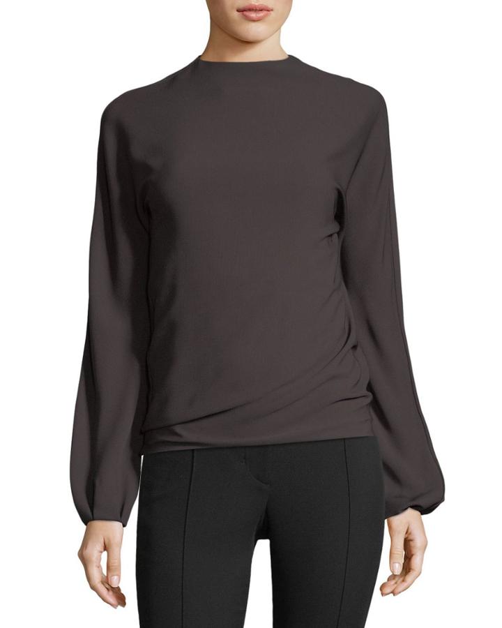 Low-back Long-sleeve Draped Top