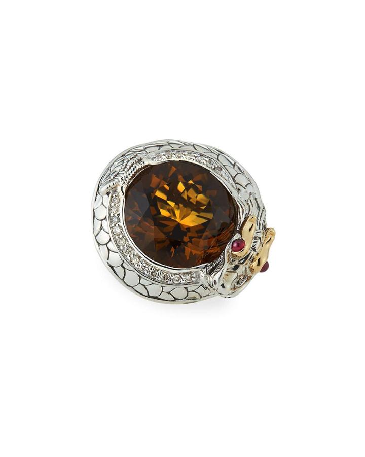 Naga Two-tone Cognac Dragon Ring,