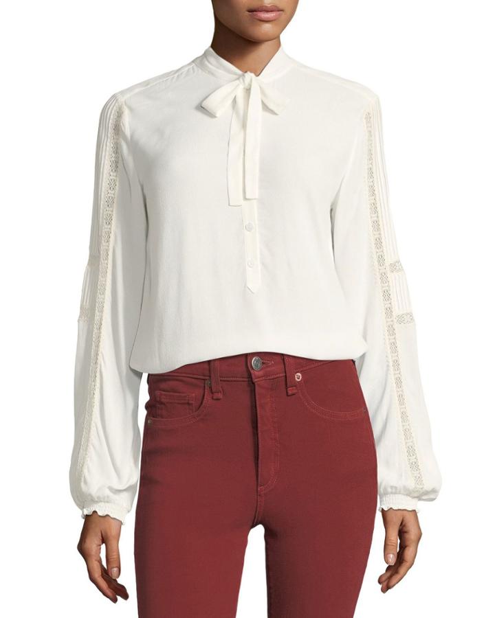 Thayer Tie-neck Lace-trim Blouse