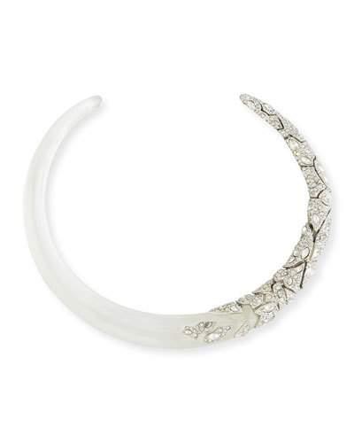 Crystal Encrusted Mosaic Lace Hinge Collar Necklace