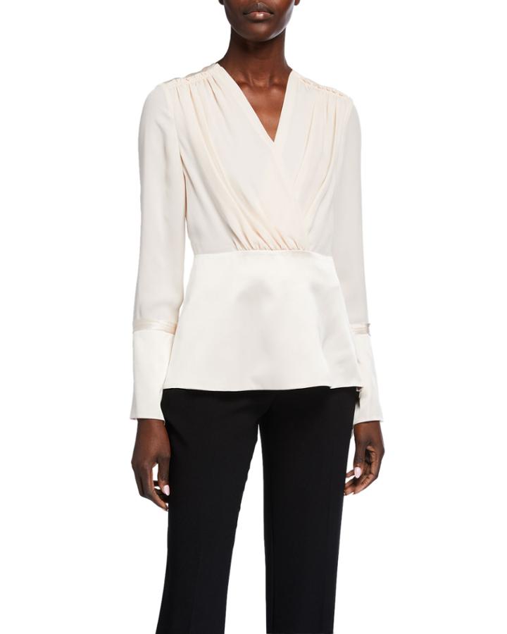 Zina Pleated Faux Wrap Peplum