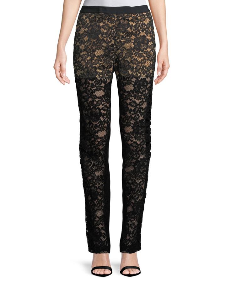 Lace Front Straight-leg Pants