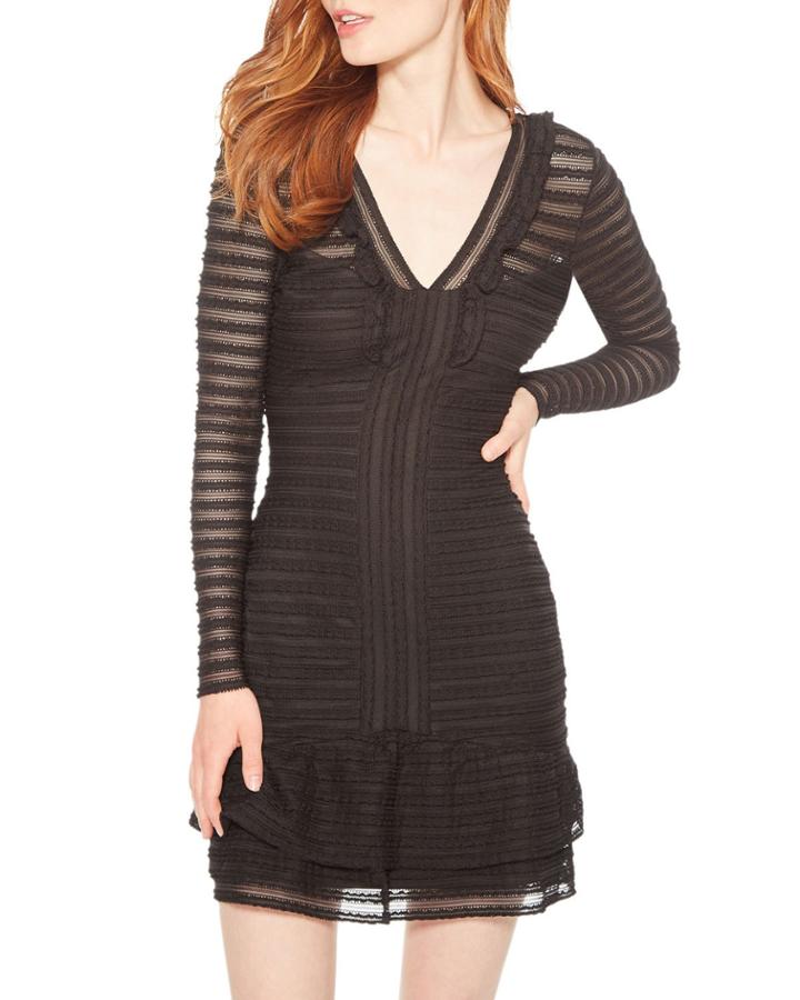 Cozumel Textured Long-sleeve Ruffle Dress