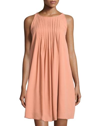 Pleated Chiffon Sleeveless Dress, Clay Oven