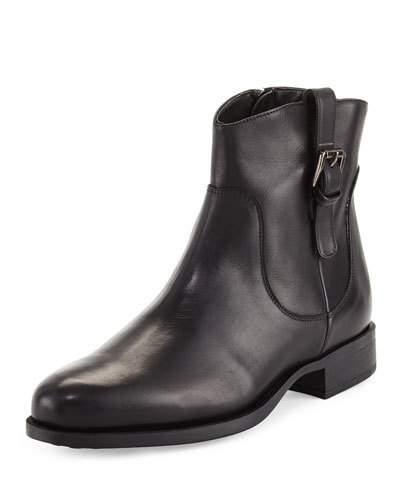 Baldo Leather Buckle Boot, Black