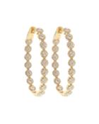 14k Yellow Gold Diamond Halo Hoop Earrings,