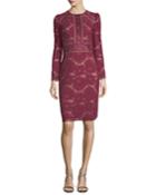 Long-sleeve Lace Cocktail Dress W/