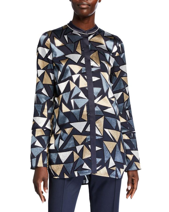 Desra Colliding Angles Burnout Velvet Blouse