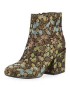 Quincey Chunky-heel Floral Brocade Bootie