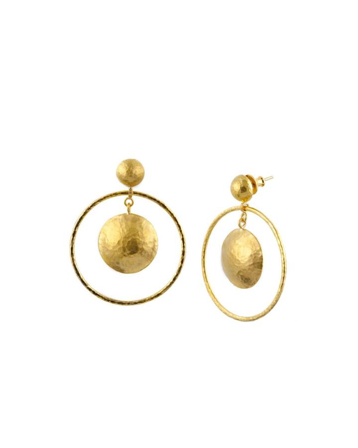 Lentil Round Geo Hoop Earrings