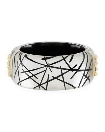 Wide Golden Studded Hinge Bracelet
