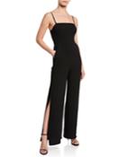 Square-neck Split-leg Ankle Jumpsuit