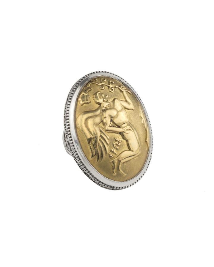 Two-tone Wings Motif Oval Ring,