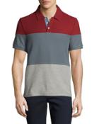 Short-sleeve Colorblock Polo Shirt, Red/gray