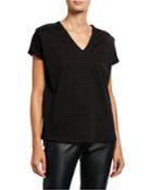 Pinstripe Knit V-neck T-shirt