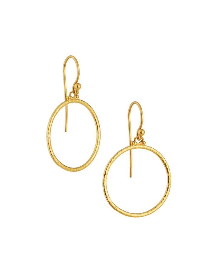 24k Textured Hoop-drop Earrings