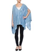 Space-dye V-neck Poncho, Blue/combo