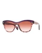 Sofee Square Marbled Acetate Sunglasses, Faded Fig/sonoma Gradient