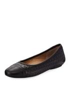 Silex Napa Leather Woven Flat, Black