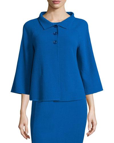 3/4-sleeve Three-button Jacket, Cornflower