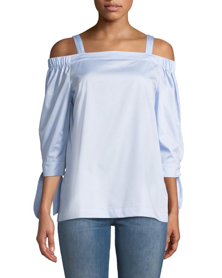 Cali Cold-shoulder Tie-sleeve Blouse