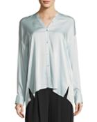 Trapunto V-neck Button-front