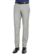 Stretch-cotton Flat Front Trousers, Dark Gray