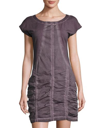 Aviana Ruched-skirt Dress, Oil Plum