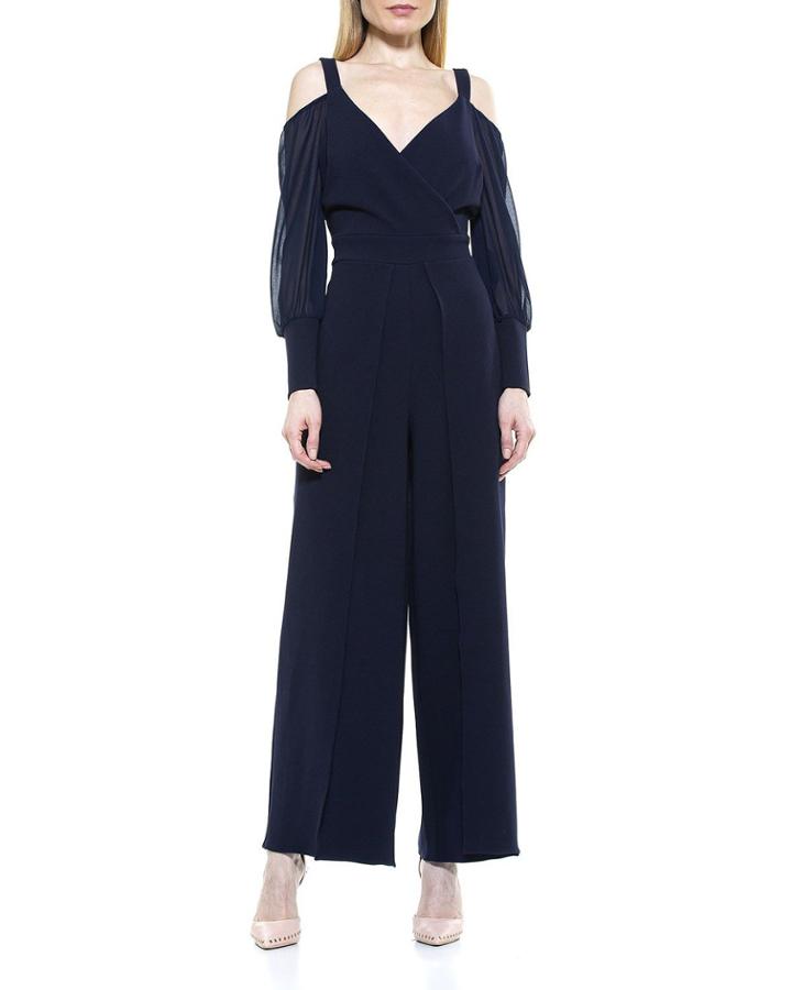 Kayleigh Cold-shoulder Surplice Jumpsuit