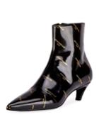 Logo-print Patent Leather Bootie, Noir (black)