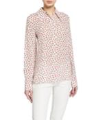 Rose-print Button-front Classic Silk Georgette