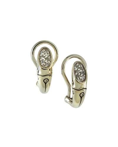 Small Shrimp Bamboo Lava Pave White Sapphire Earrings